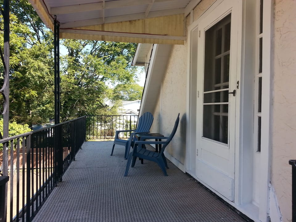 upstairs balcony at the living room entrance.