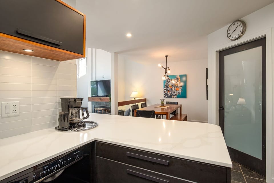 Open-concept layout keeps you connected to the living and dining areas.