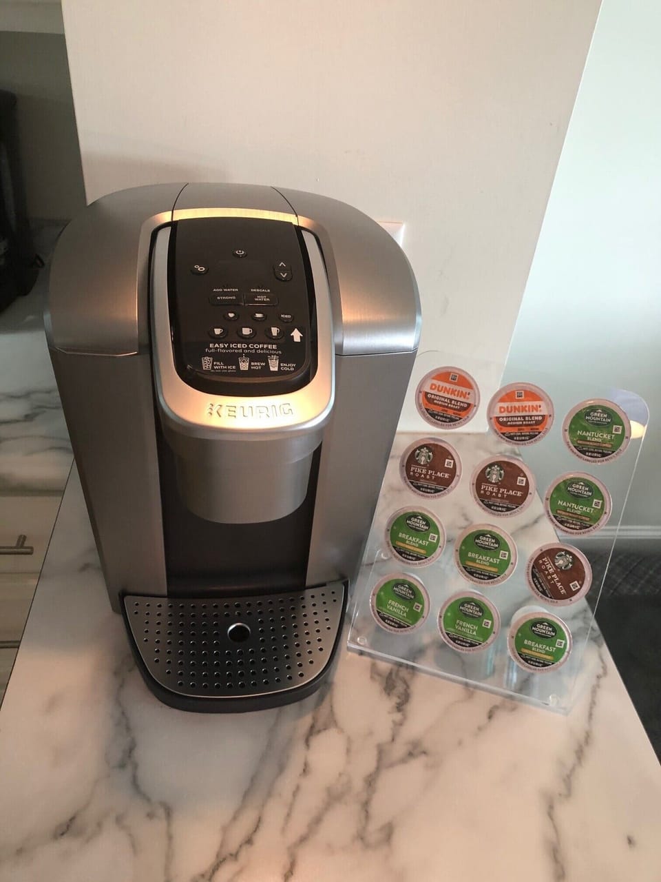 Keurig coffee maker and a sampling of k-cups!  Filter coffee maker also avail.