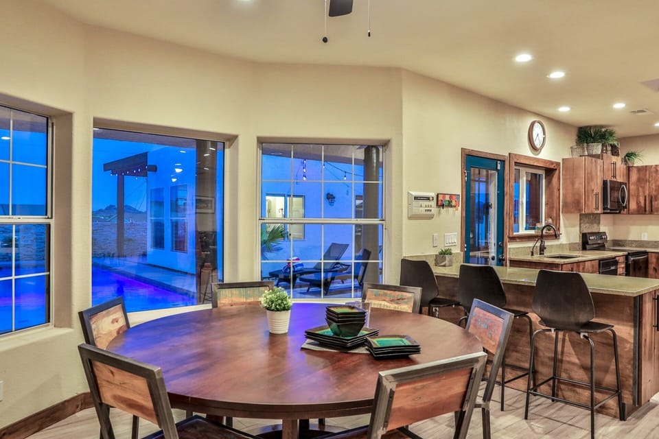 Dinning Room, Table Seats 8 with amazing view of the Pool.