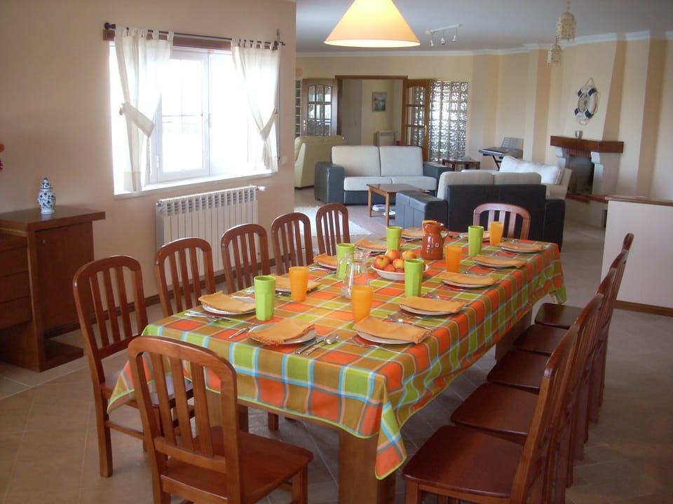 Dining area set for lunch