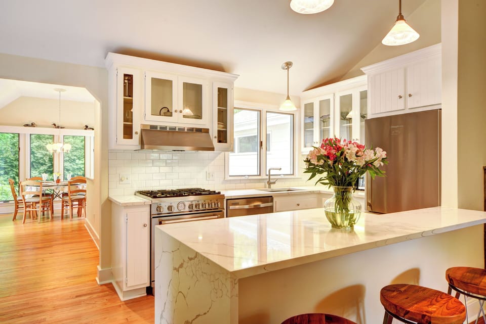 New, professional grade, stainless steel appliances including Bertazzoni range