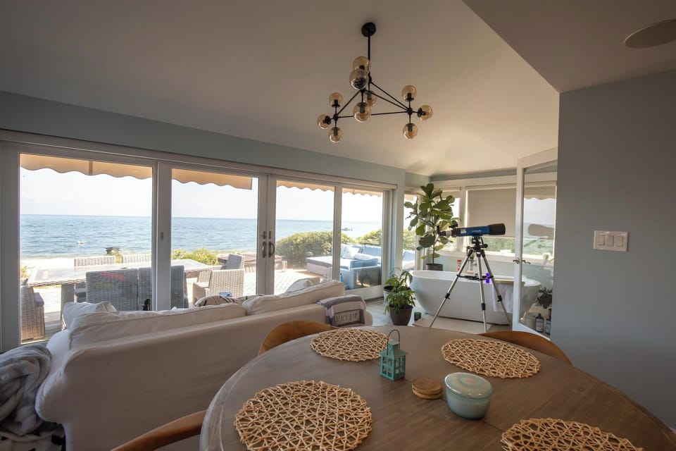 Dining and living room area with stunning view