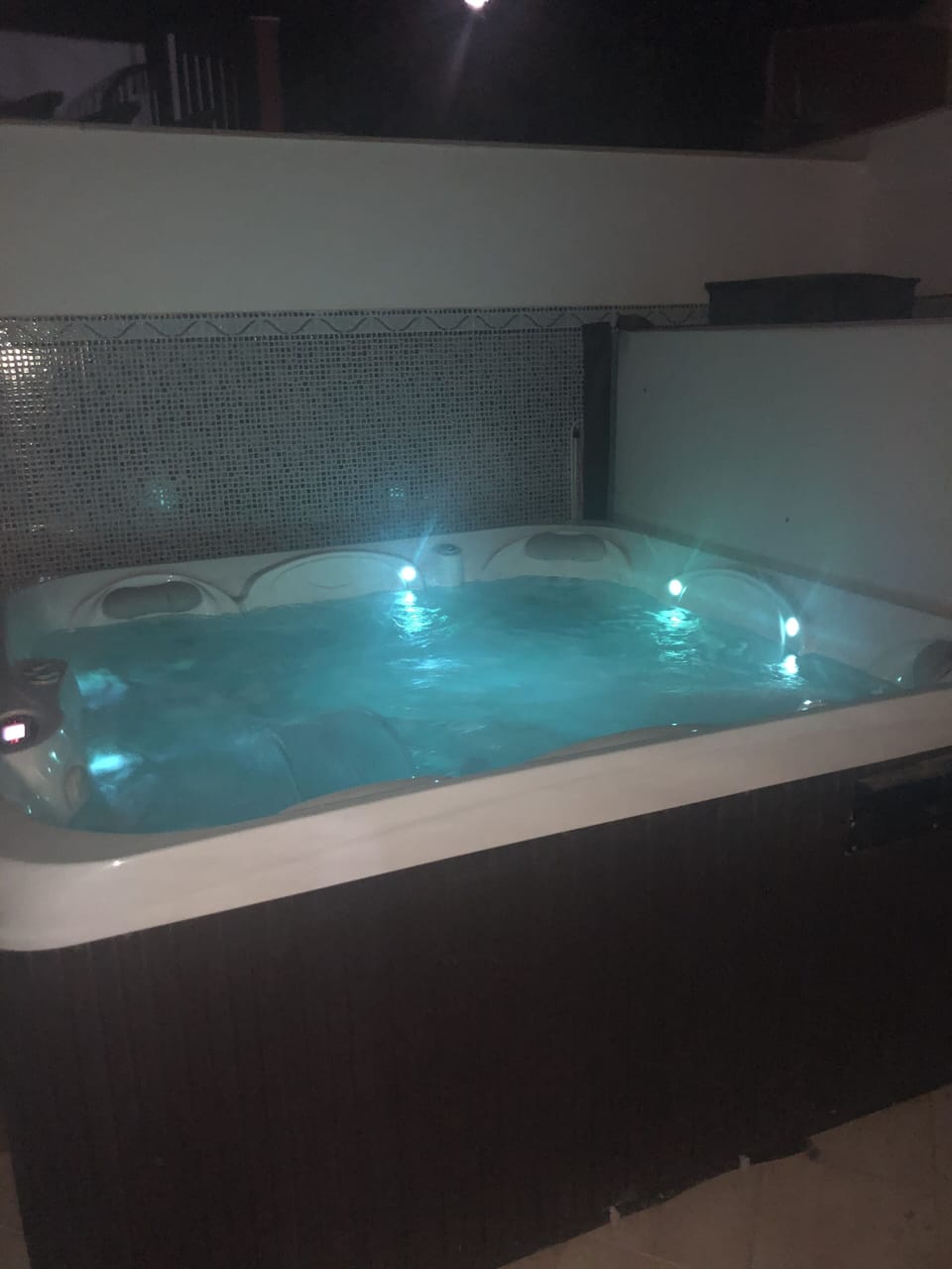 Night time lighting in the hot tub