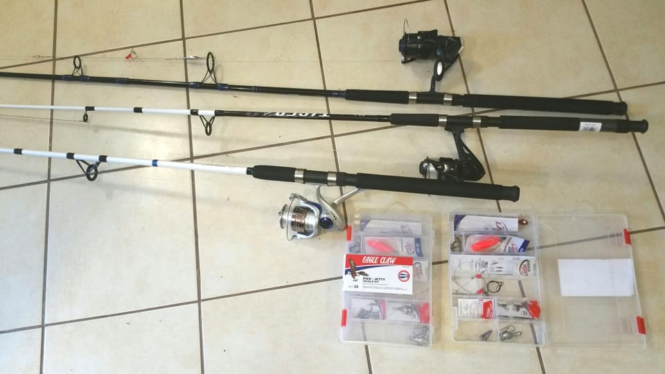 Fishing pools and plenty of lures.