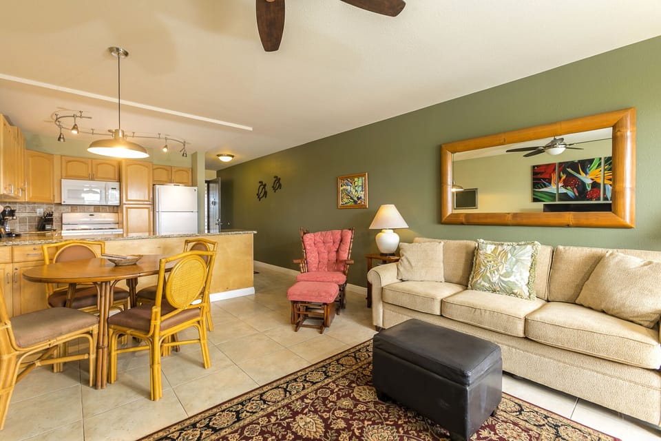 Queen size sofa bed, flat screen TV, window AC, and Wi-Fi