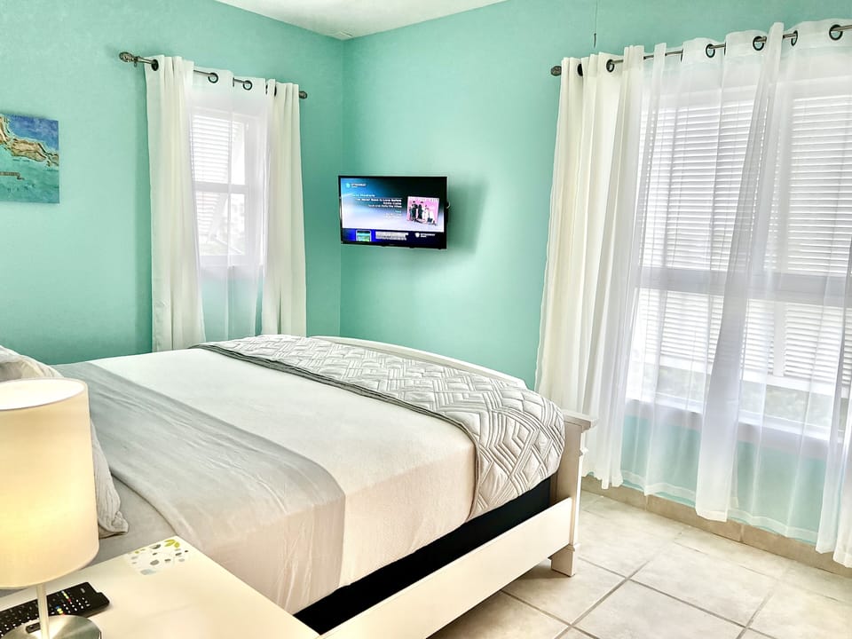 Great natural lighting, blackout curtains  or sheer - King size bed