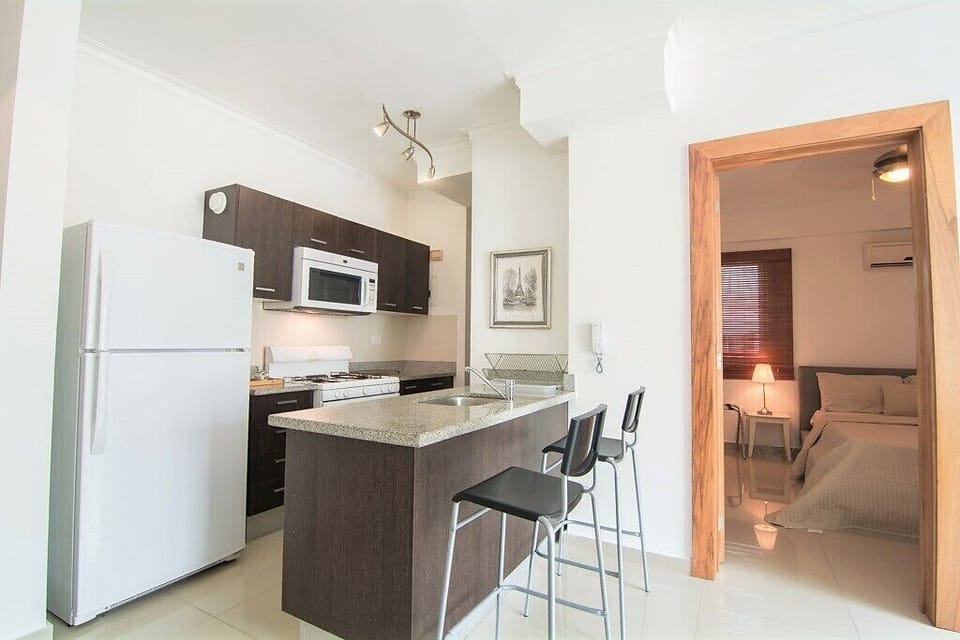 The Spacious Living Room with Open Kitchen and a Large Private Terrace