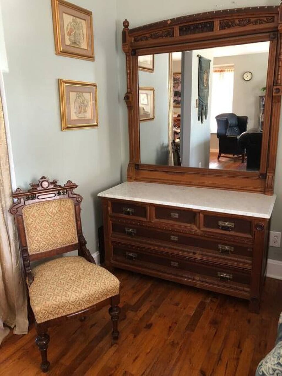 Extra sleeping area with dresser.