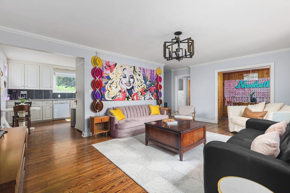 Living room upstairs has lots of seating for your group