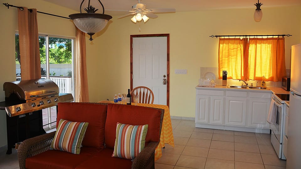 Kitchen and living area (note that appliances have now been changed and updated)