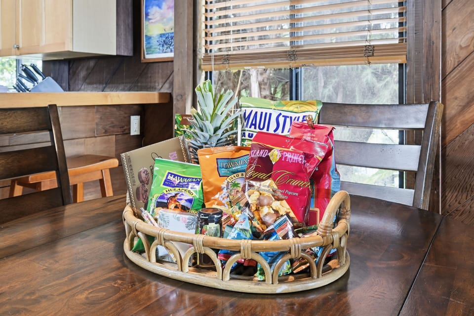 Complimentary gift basket welcoming our new guests