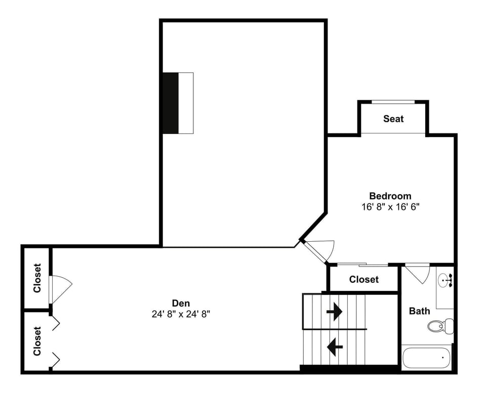 Your second-floor layout features a spacious den, cozy bedroom, and convenient bath with practical storage throughout.