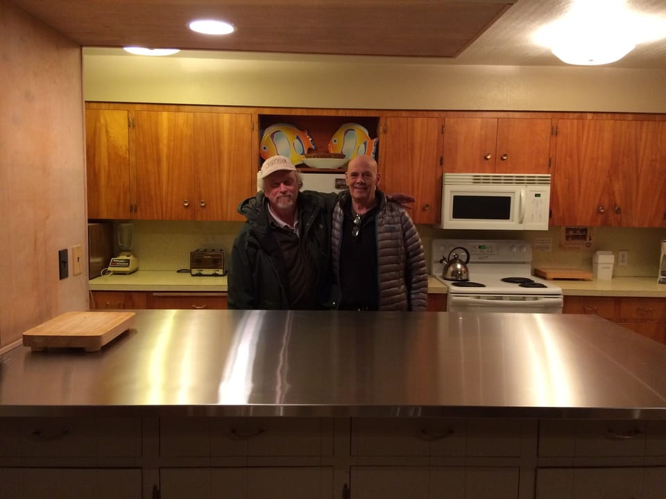 My carpenters and newly installed stainless steel countertop.
