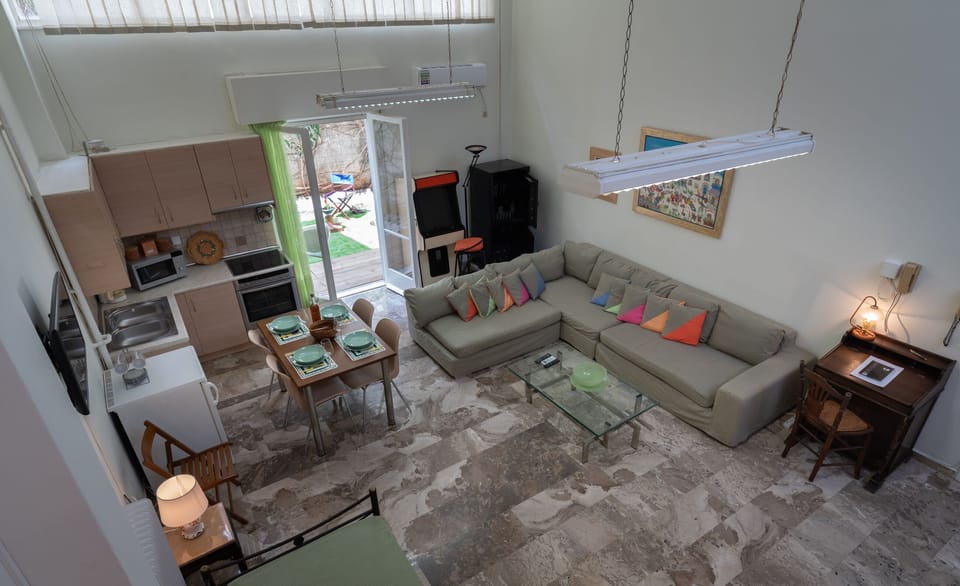 Panoramic view of the lower level of the Loft