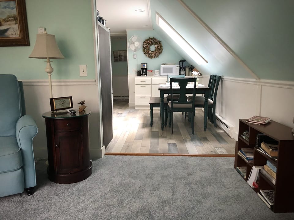 View from desk into kitchen