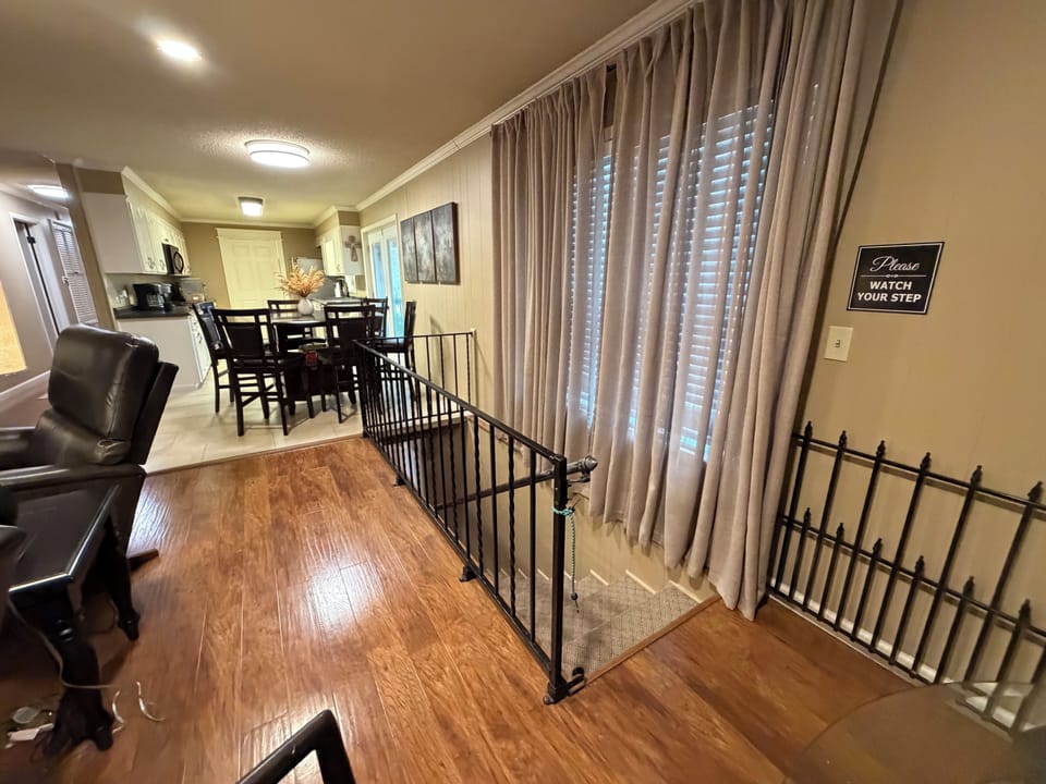 Indoor stair access to lower level