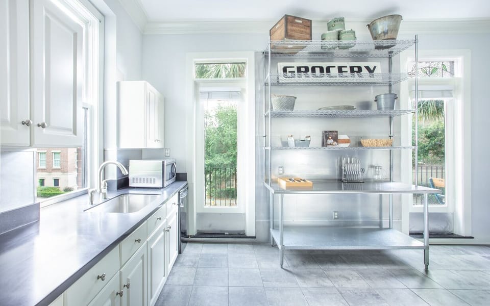 The kitchen has everything you'd need.