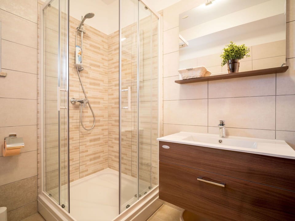 Brown, Plumbing Fixture, Shower Door, Shower Head, Bathroom Cabinet, Tap, Property, Sink, Plant, Bathroom