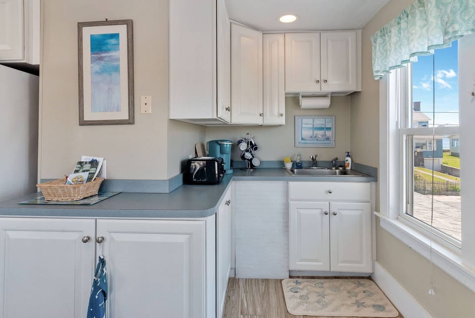 Kitchen with partial ocean views to the side