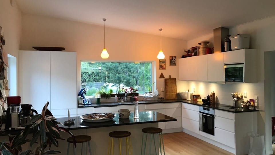 Kitchen and bar area overlooking the front garden