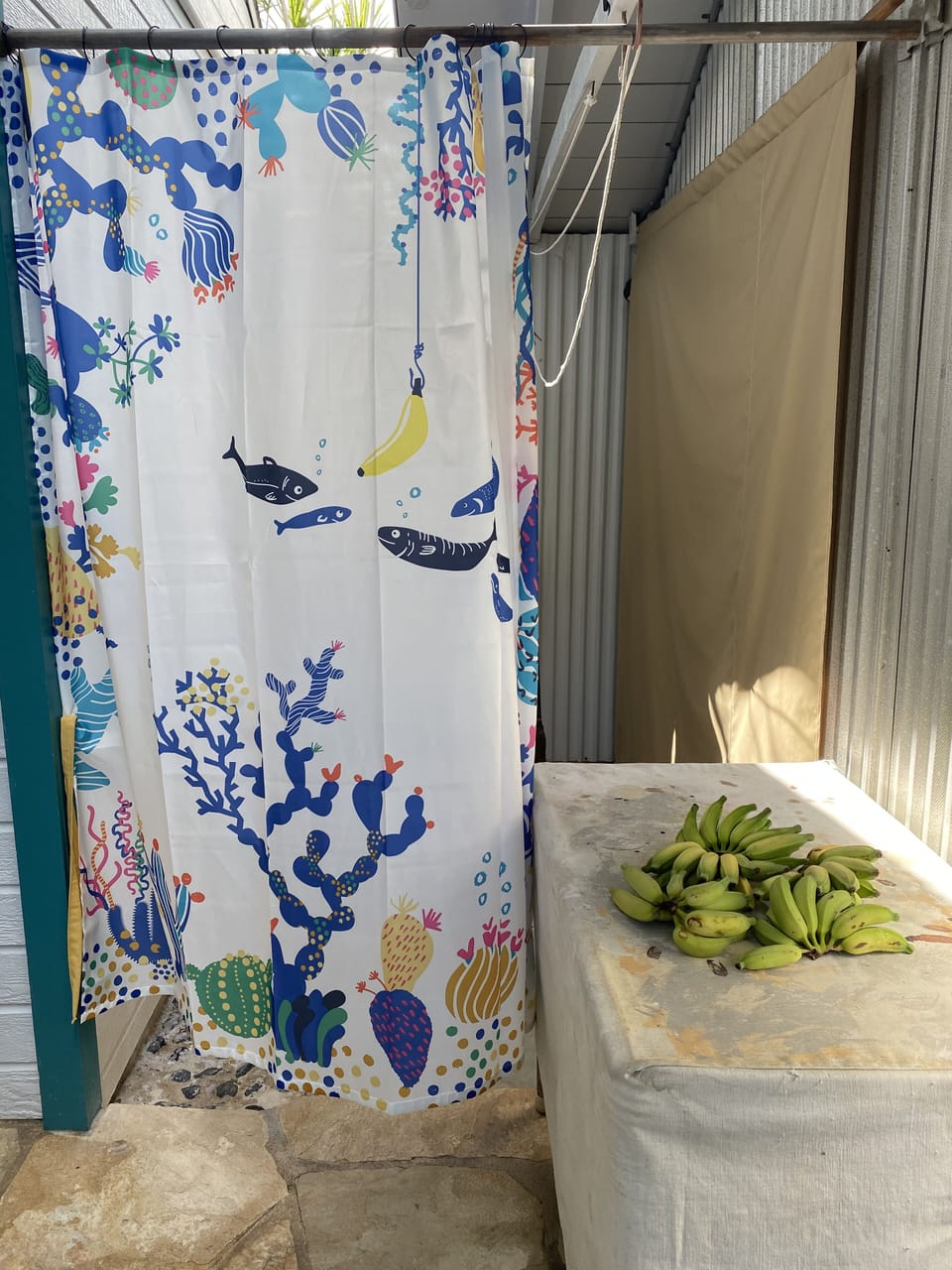 Outside hot/cold shower 