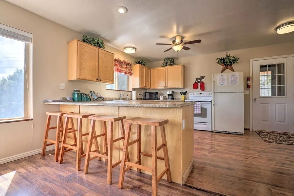 Lots of seating at the kitchen counter and breakfast bar.