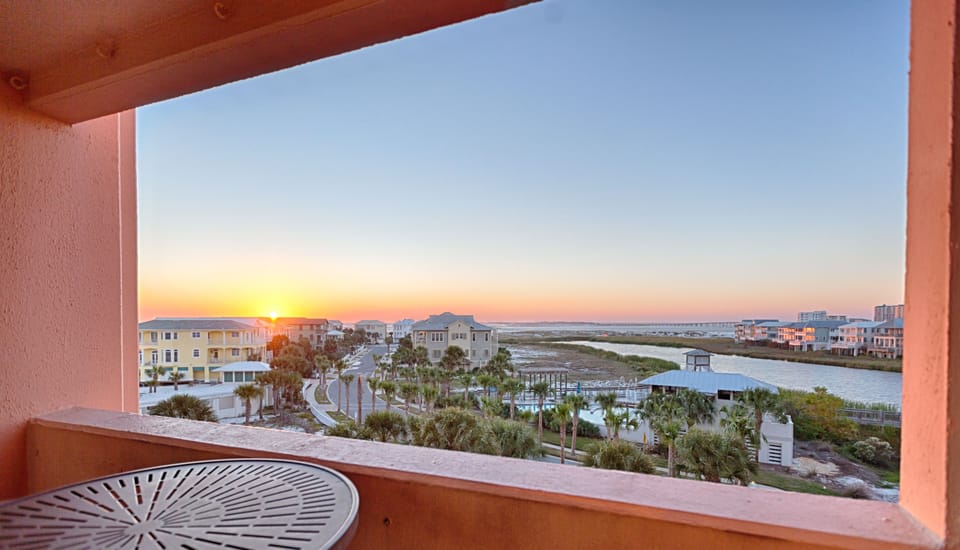 The balcony overlooking Destin's East Pass.  A million dollar view undersells it