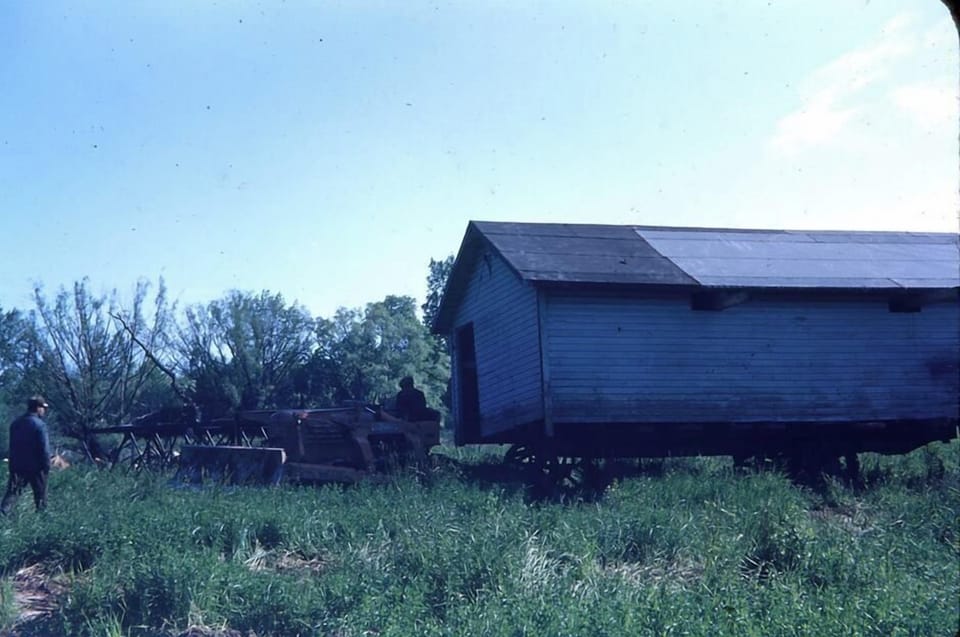 Moving the original building from the harbor  in the 1950's