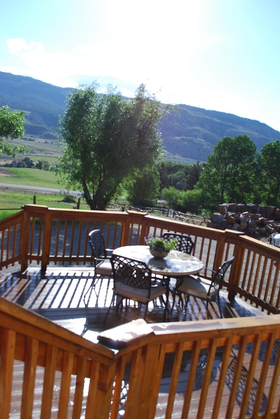 Watch the horses, elk & deer from the front porch. 