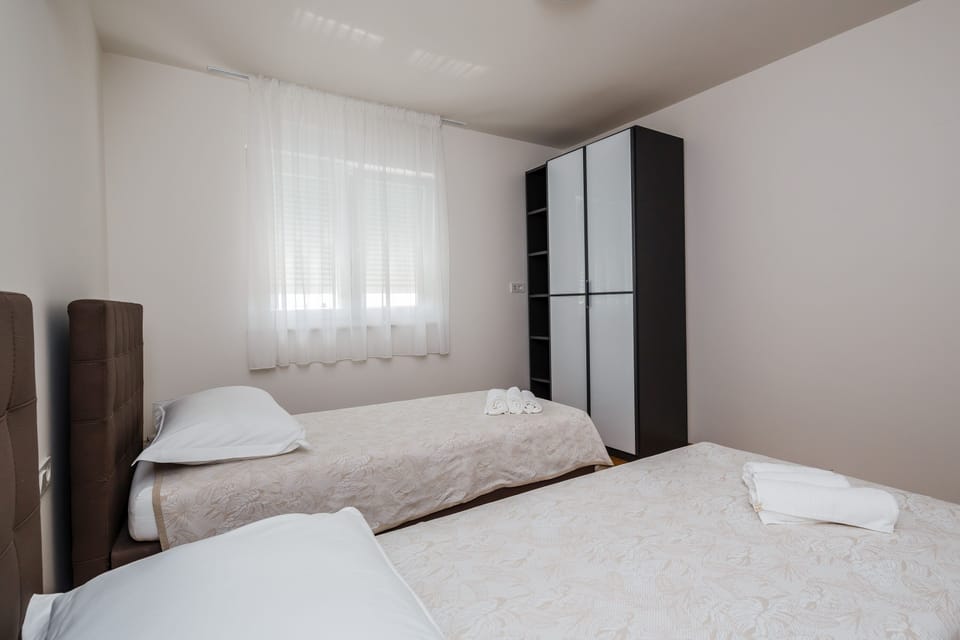 Sleeping room with en suite bathroom.