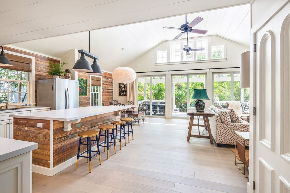 Open concept living and dining in this gorgeous vaulted room!
