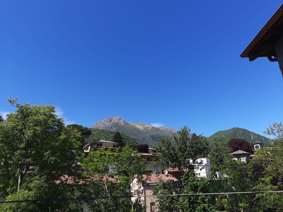 The View on the mountains from the roof top terrace.