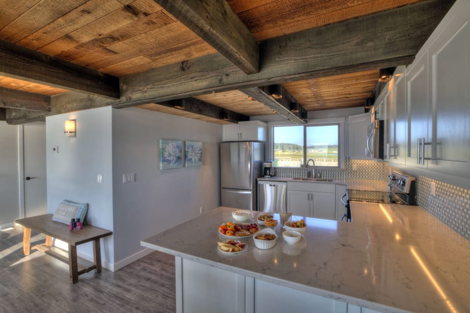 The kitchen has a full view to the east and to the west.