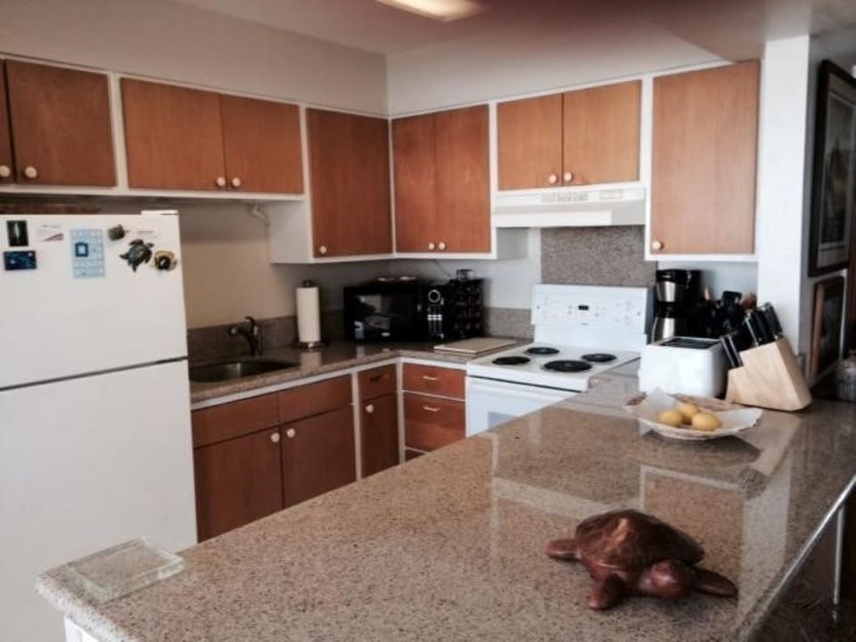 Prepare meals in fully equipped kitchen. YES,  you can stare at ocean here, too.