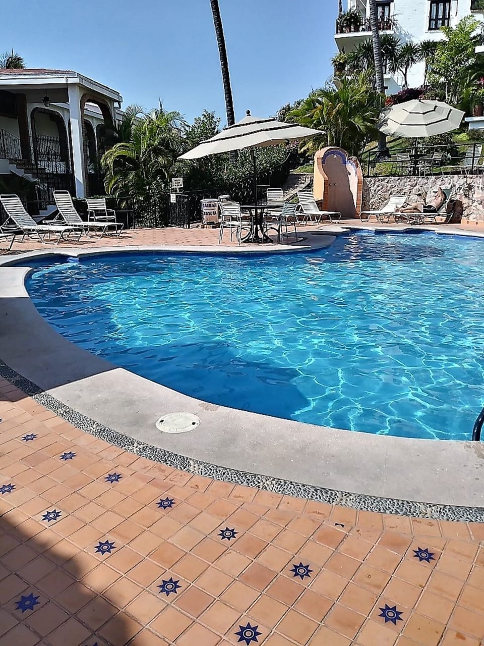 Plenty of loungers at the cool pool, all day and evening