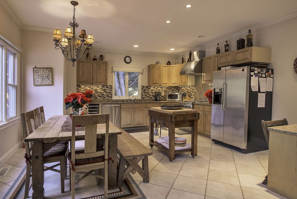 Fully stocked kitchen with lots of counter space and pantry