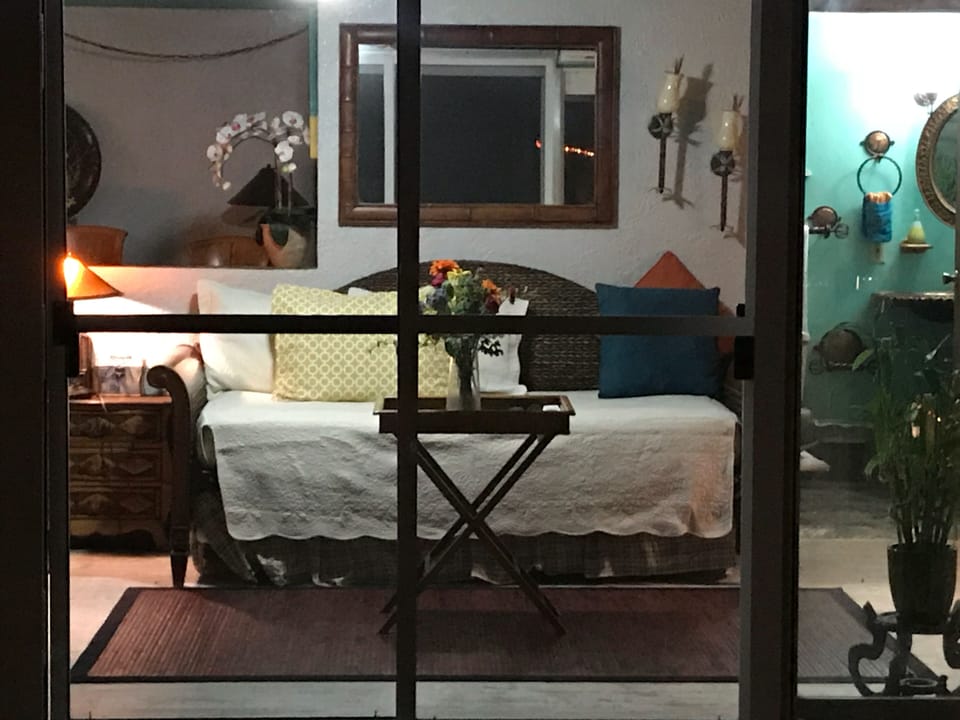 Private entrance. Newly added screen doors, French doors swing outward