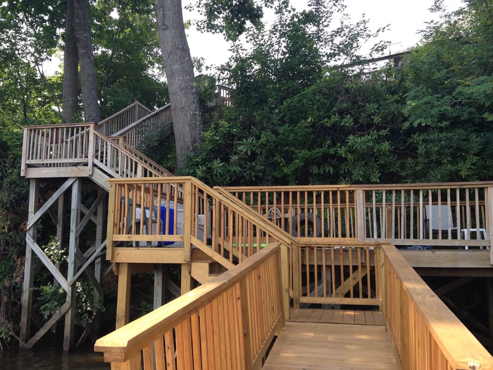 Two decks.  The upper deck is fixed and good for watching the kids.