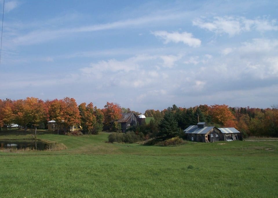 House, barn and sugarhouse in fall