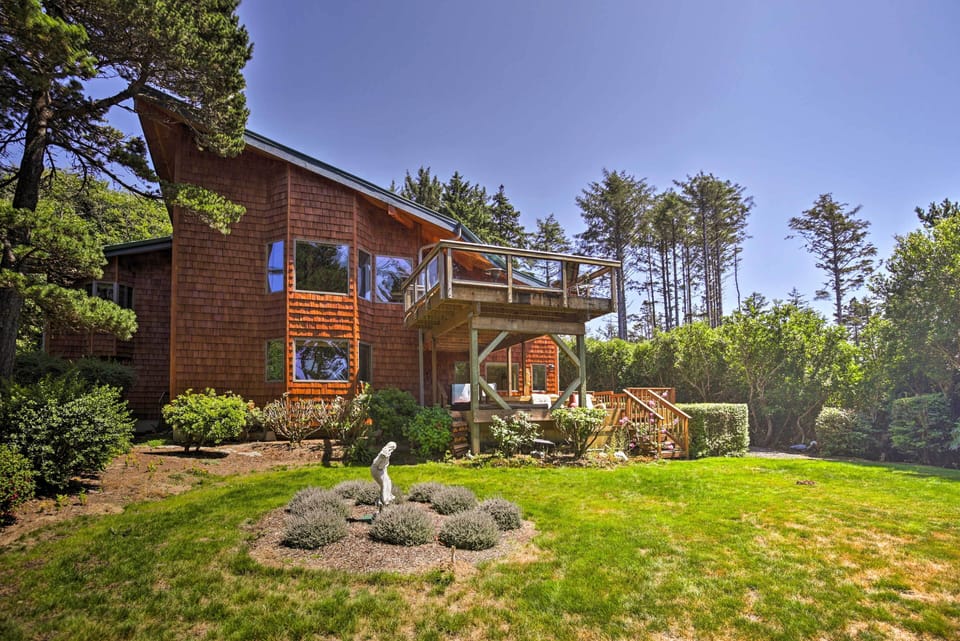 Property Exterior | 2-Story Home | Private Yard | Ocean-View Deck