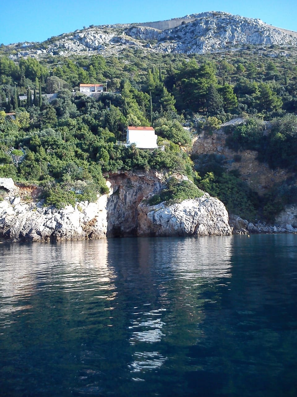 crystal clear sea under the villa