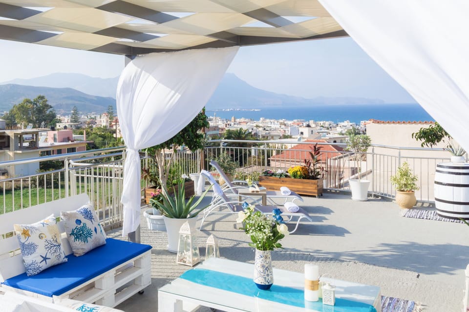 The rooftop terrace with panoramic sea view