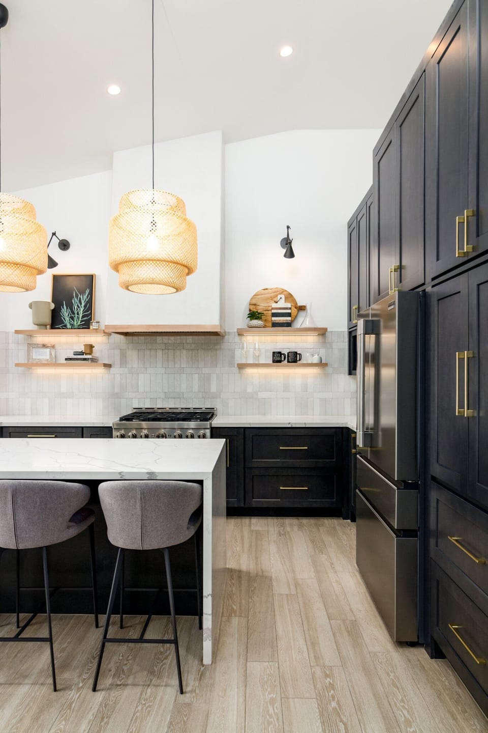 Kitchen and island