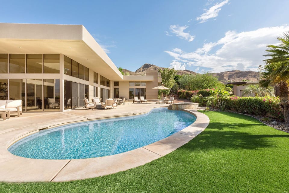 Large swimming pool plus lawn