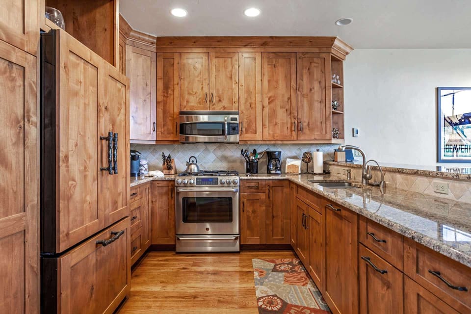 The fully equipped kitchen has all the conveniences of home.