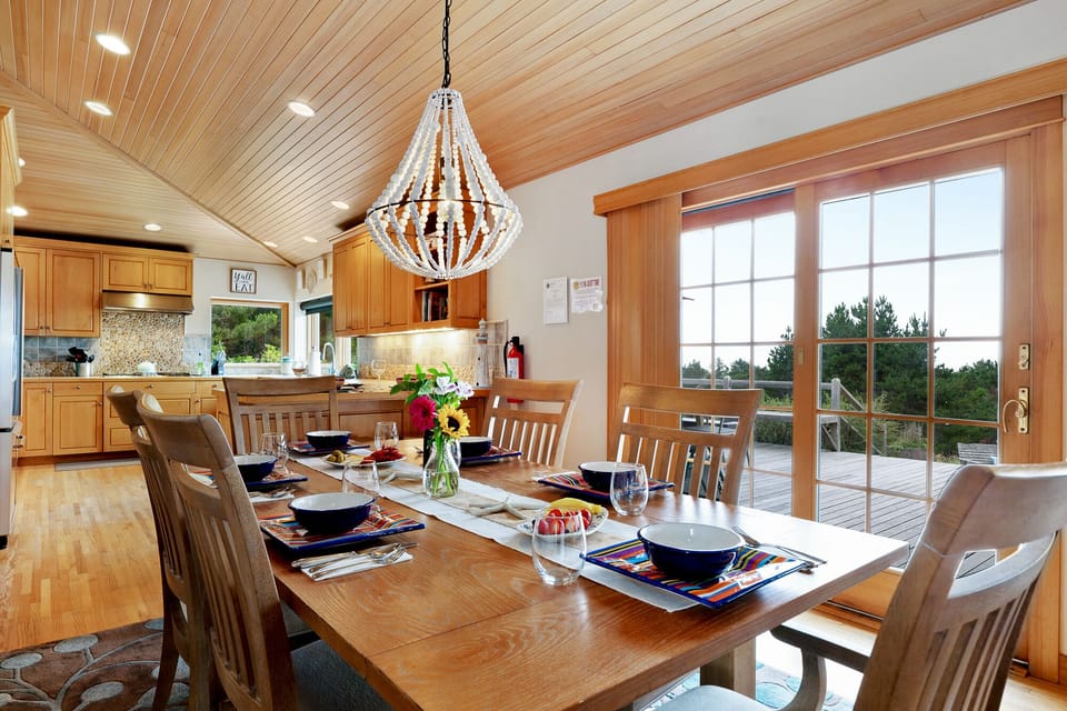 Dining area with sliding doors out to the patio