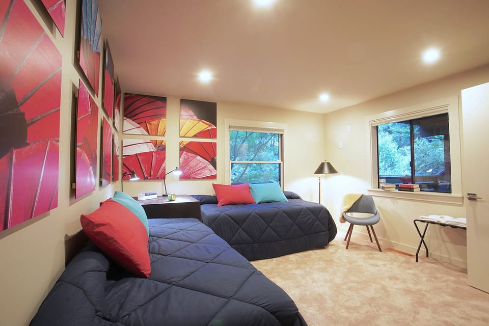Downstairs, fourth bedroom with two twin beds that can be converted to a King bed.