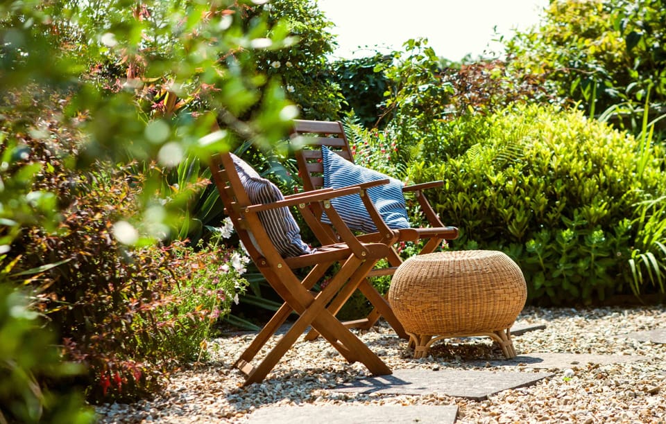 Chairs in the lower garden - a perfect spot for private sunbathing