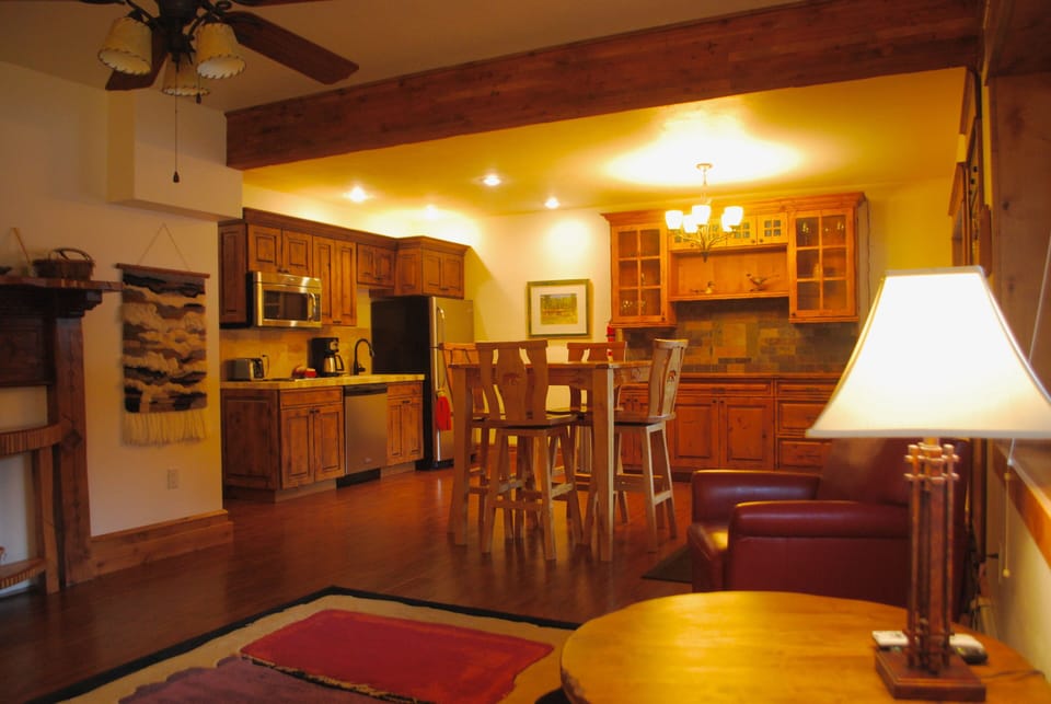 Kitchenette and living room on the lower level